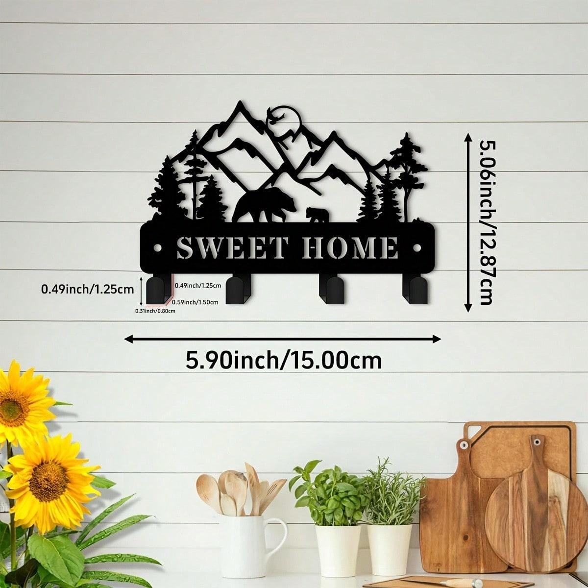 

Bear Key Holder Heavy Metal Wall Hooks for Keys and Hats Space Saving Decor TY-101082