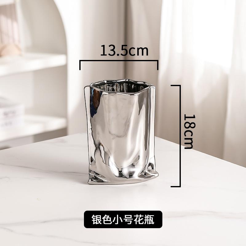 

Современная керамическая плиссированная гальваническая ваза Гидропонные цветы Сухоцветы Украшение гостиной Креативное украшение для дома