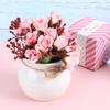 Artificial Silk Rose Flowers Bouquet Simulation Planting Pot for Home Party Decoration Pink