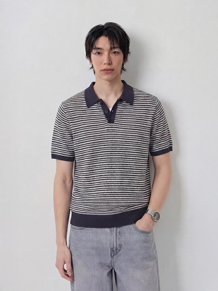 Polhaem Men'S) Crochet Collar Short Sleeve Sweater_Phg2Et1060