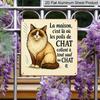 2D Flat, 1pc Interesting Vintage Aluminum Cat Plaque, Home Is Where Cat Hair Sticks To Everything Except The Cat, Rustic Cottage Decor, Suitable for