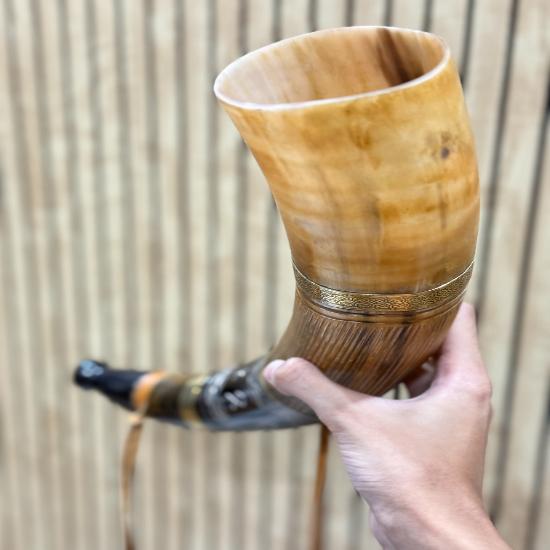 Handmade Viking Blowing Horn – Natural Horn Medieval Battle Bugle, Norse Warrior Decor, Collector Gift