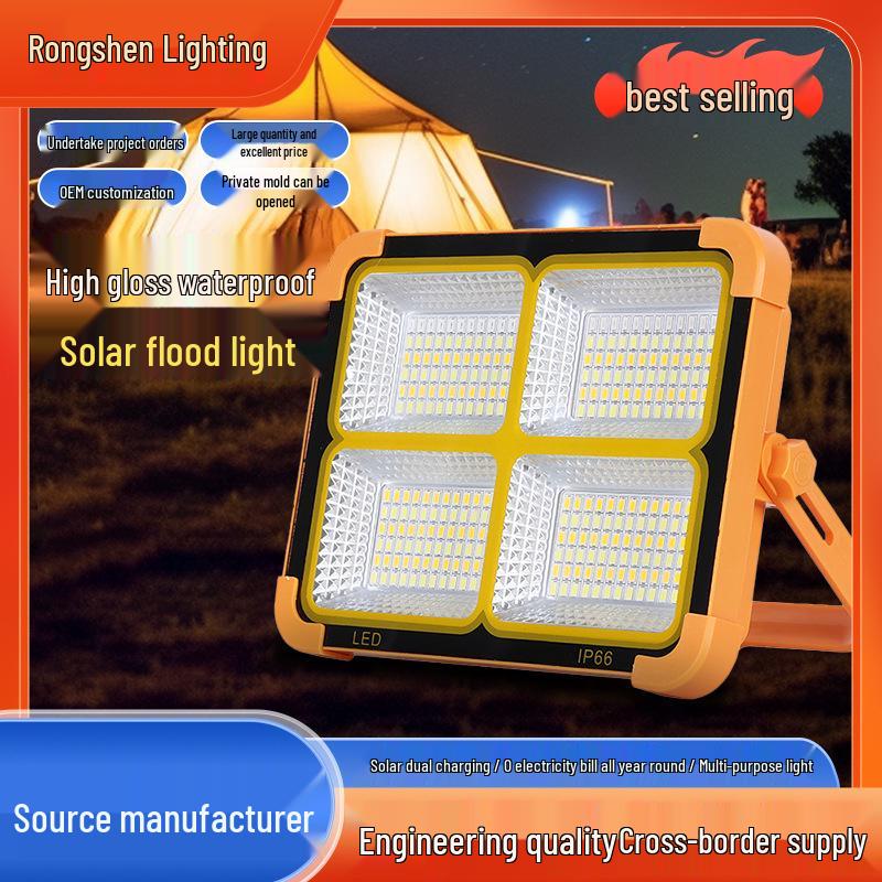 Rongshen Solar Floodlight & Camping Handheld Lamp for Outdoor Emergency
