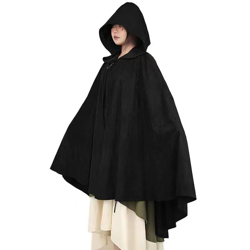 Halloween Party Medieval Stage Performance Cloak Gothic Women s Long Cloak Gothic Clock. Black L