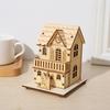 3PCS Wooden Village Houses LED Table Christmas Cabin Farmhouse Desktop Ornament Mini Wooden House for Holiday Home Decoration