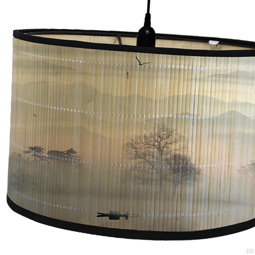 Bamboo Drum Lampshade for Ceiling And Table Use