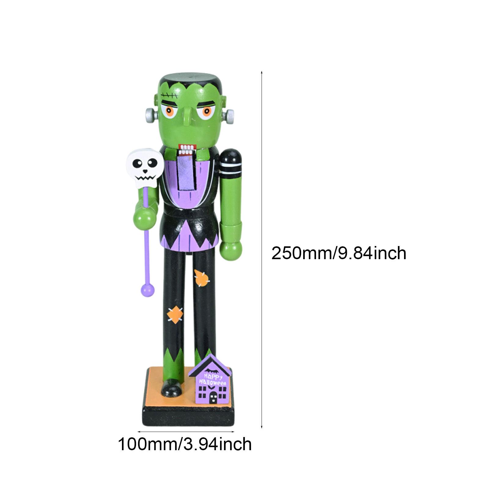 25cm Halloween Nutcracker Figurine with Stable Base Wooden Christmas Ornament for Party Favors Scene Decoration Garden