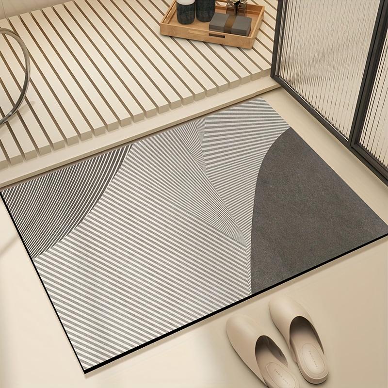 Geometric Pattern Bathroom Mat Soft Diatom Mud Bath Rug Simple Non-slip Floormat Absorbent Quick-drying Carpet for Home Decor