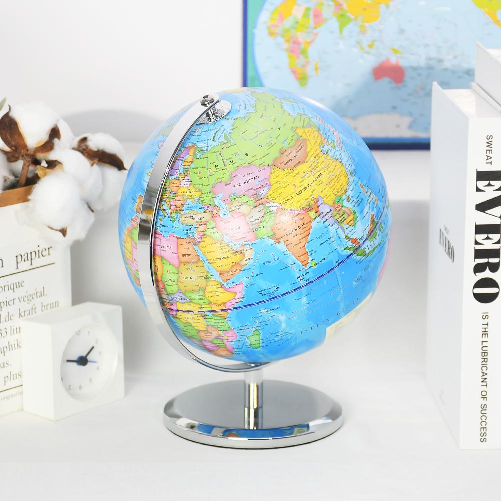 360 Degree Rotating Desktop Toy World Globe Blue Administrative Globe for Desk Decoration Boy Kids Gifts Education Tools