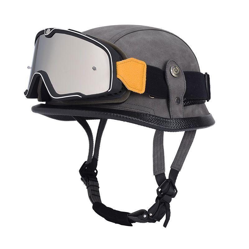 Pedal German Helmet Cruise Vintage Half Helmet Harley Men Motorcycle Helmet Locomotive Scaler Helmet Soldier Helmet Leather Helmet