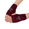 Womens Mens Faux Suede Half Finger Gloves Winter Warm Flip Top With Rhinestones Students