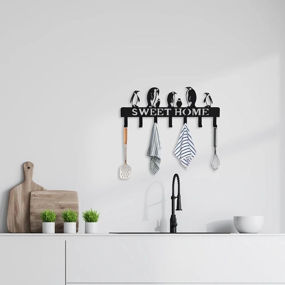 Iron Wall Hooks Set: Arctic Bird Design Key Coat Rack for Door Balcony