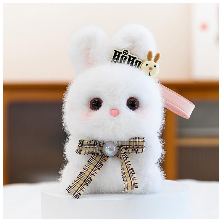 Charming Scented Mini Cat Rabbit Plush Keychain Ornament for Desk Decompression