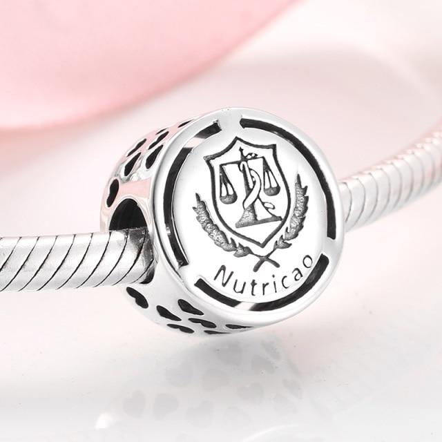 925 Sterling Silver Symbol Doze Sinal De Carreira Beads For Jewelry Making Fit Original European Charm Women Bracelet Necklace