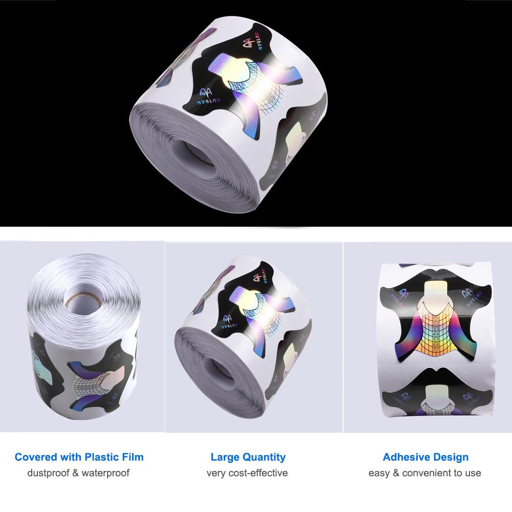 100pcs / 300pcs Nails Form Thick Nail Art Tips Guide Sticker Adhesive Nail Form Extension Nail Tool