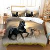 Luxury Black Horse Bedding Set Animal Microfiber Bed Linen Double Queen King Twin Size Gift Adults Men Duvet Cover Bedroom Decor