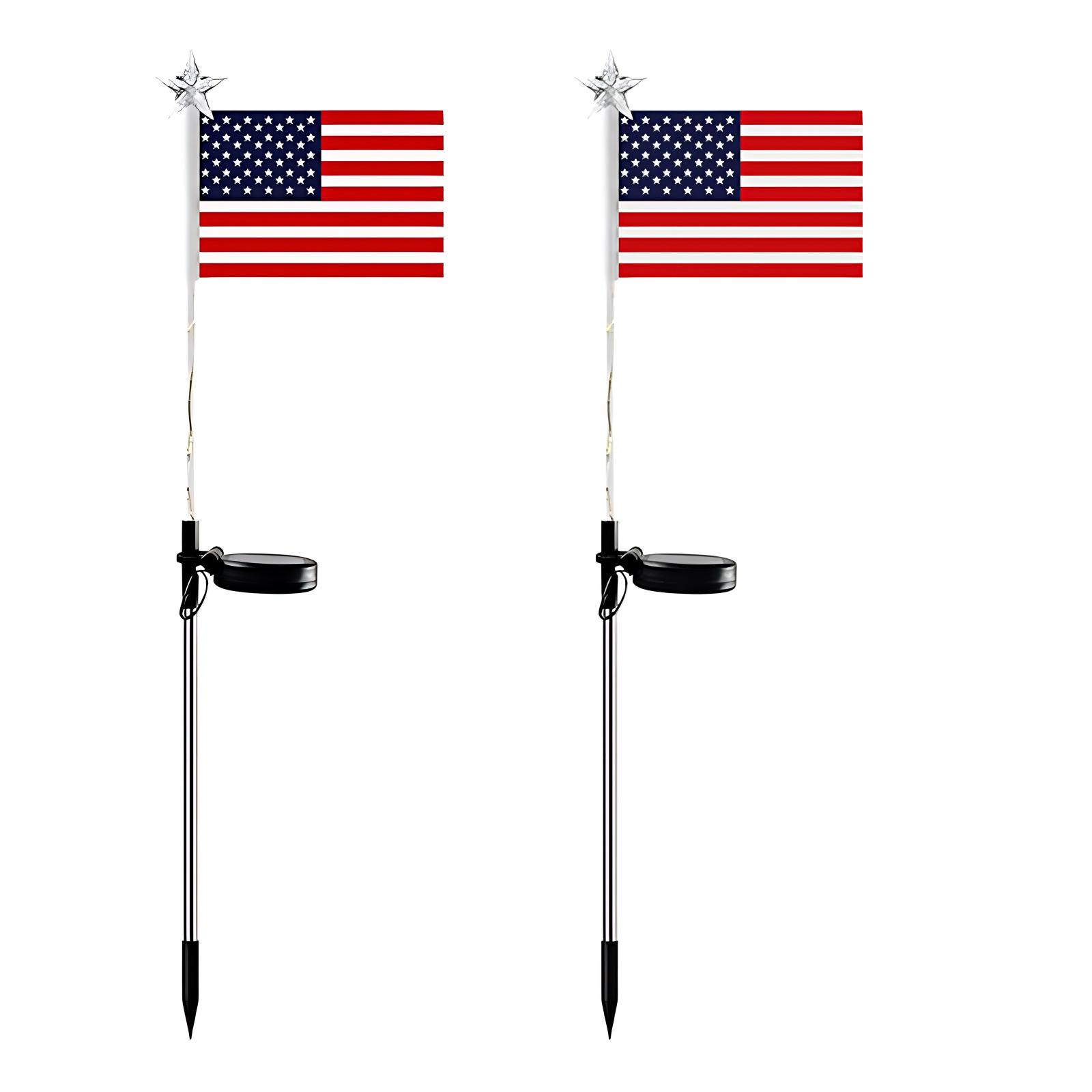 Solar American Flag Garden Lights,4th Of Decoration Patriotic Solar American Flag Lights Light For Independence Day Memorial Day Decor One Size