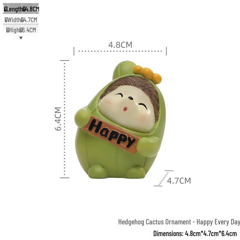 Creative Cartoon Hedgehog Cactus Car Ornament - Resin Interior Decoration Gift