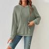 Women S Ribbed Hooded Sweatshirt Long Sleeve Loose Fit With Kangaroo Pocket