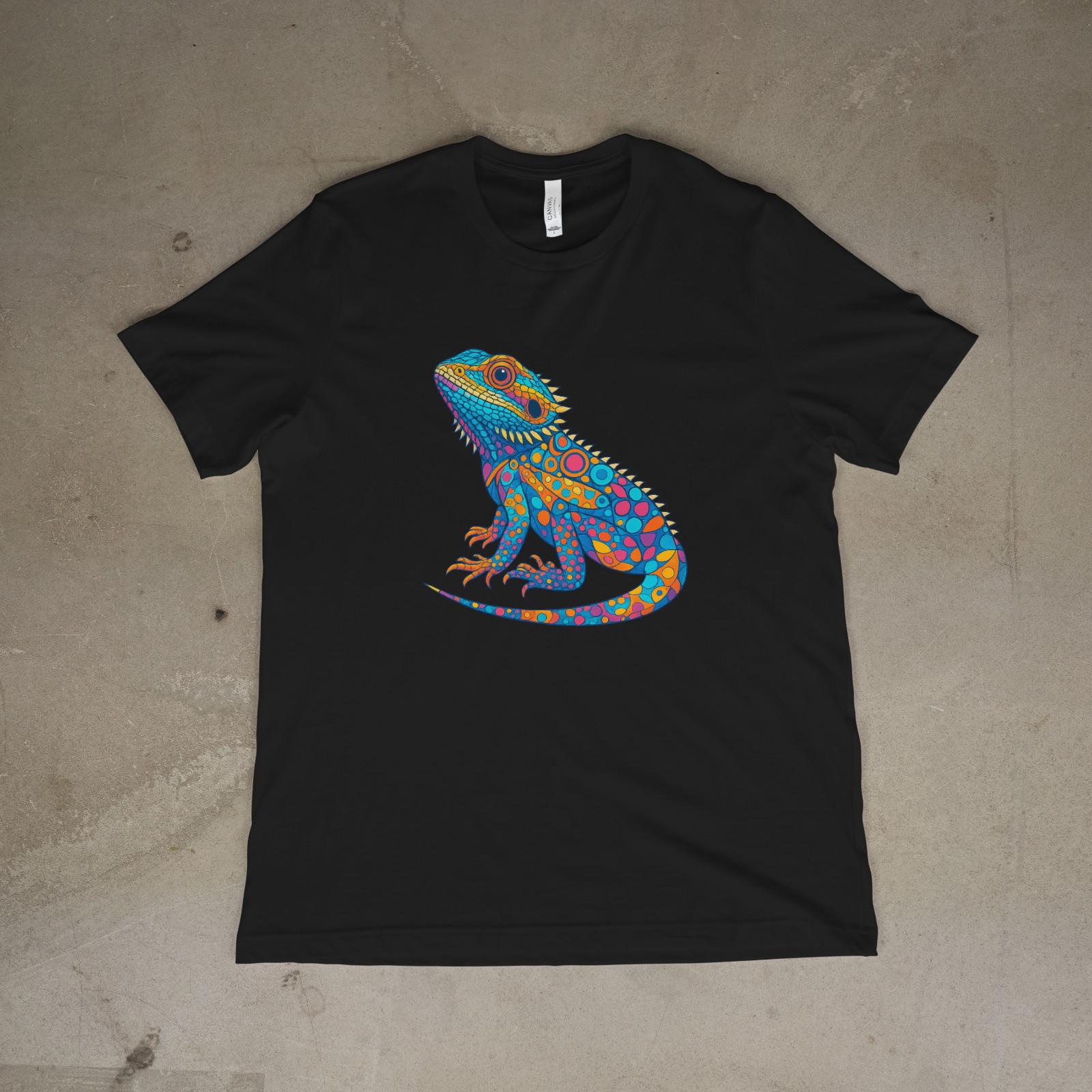 Colorful Lizard Shirt Bearded Dragon Gecko Art Tee Reptile Lover Gift Men Women L