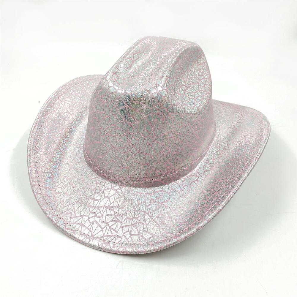 Color Blocks Laser Cowboy hat Western cowboy men and women retro party stage party Cowboy hat outdoor knight hat Wholesale
