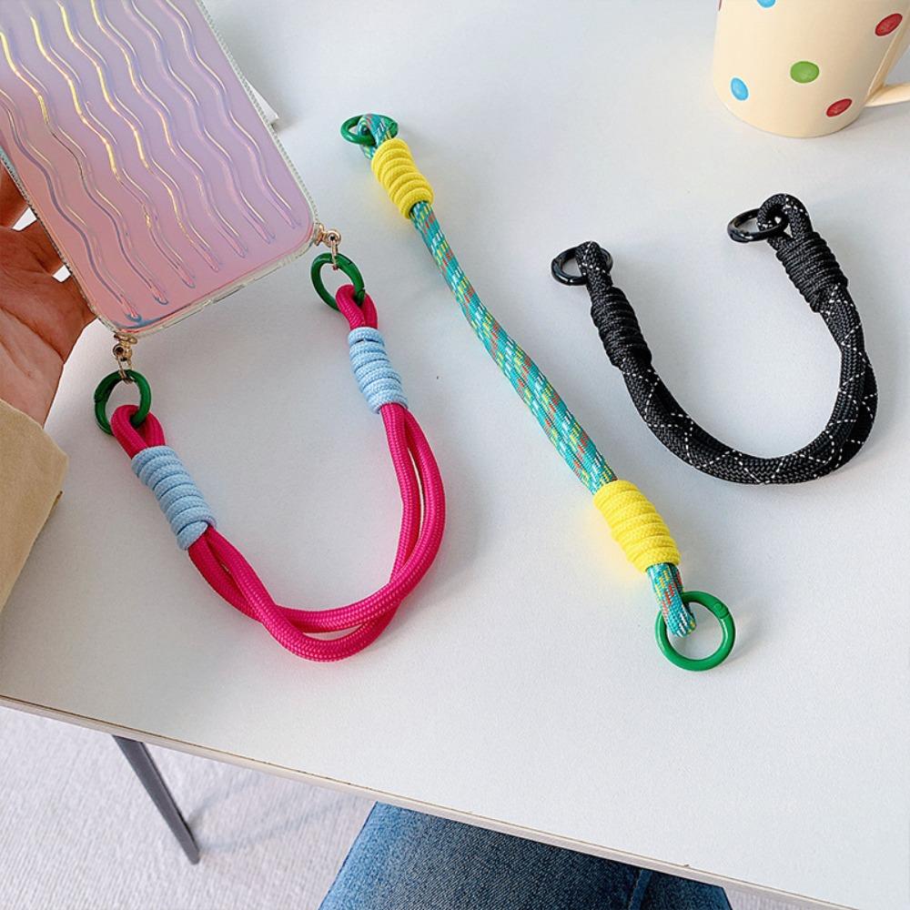 Rainbow Lanyard Strap Portable Rope Keychain Exquisite Hanging Chain Ring  Woman