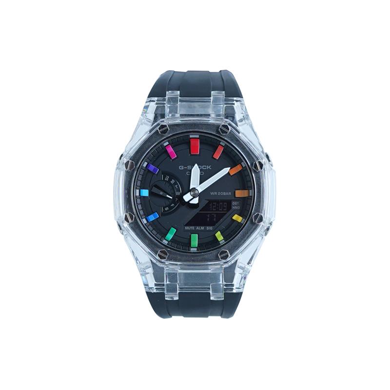 CASIO Men Liquid Crystal/Analog Dual Display Series 48.5mm Black Watch GA-2100-1A-