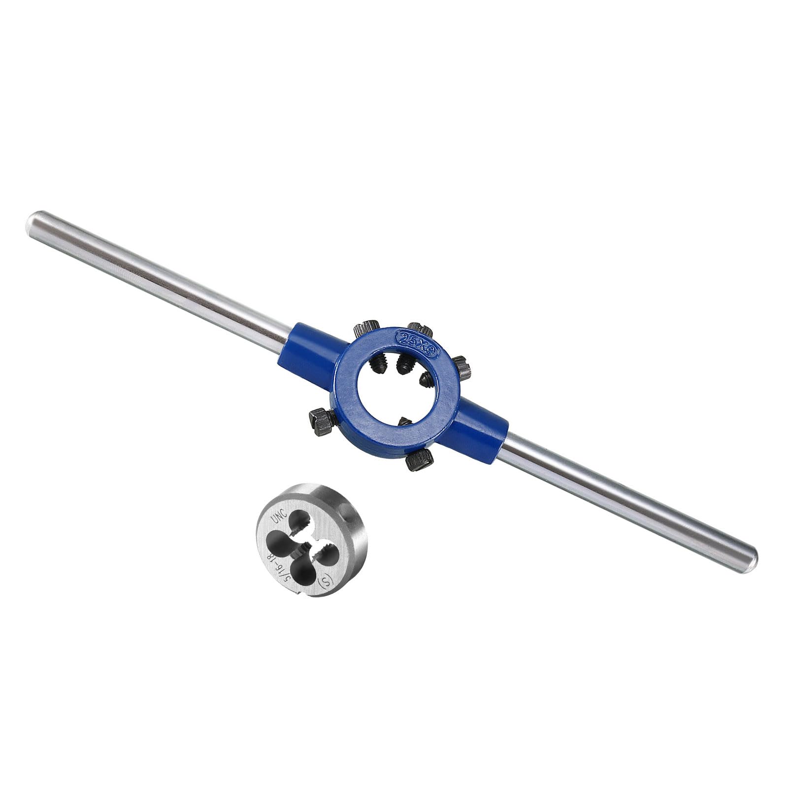 

CoCud Die Stock Handle Set, 5/16-18 UNC Thread Die and Fits 16mm-25mm Outer Diameter M7-M8 Die Wrench Tool Kit, for Thread Cutting and Repair, 1 Set