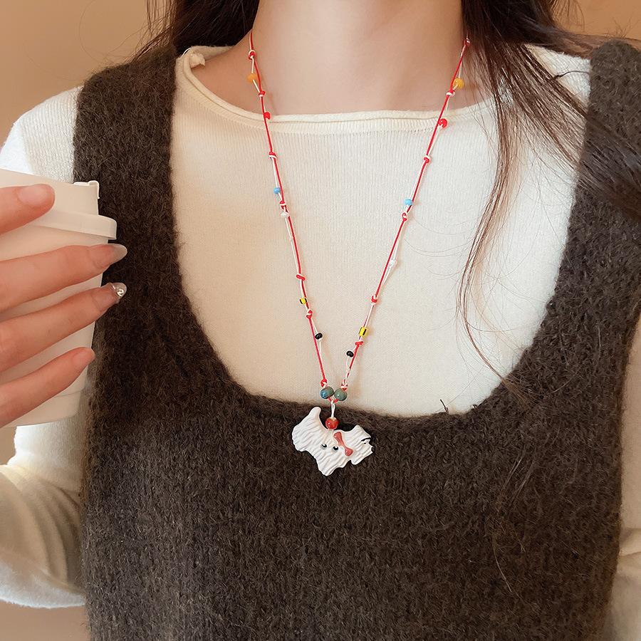 Mengqu Cute Puppy Necklace~ Children's Fun Versatile Long Accessories Women's New Popular Necklaces