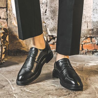 Casual Shoes Men'S Business Dress Korean Version Of British Small Leather Shoes 45 Youth Black Large Size Men'S Shoes 19936-J
