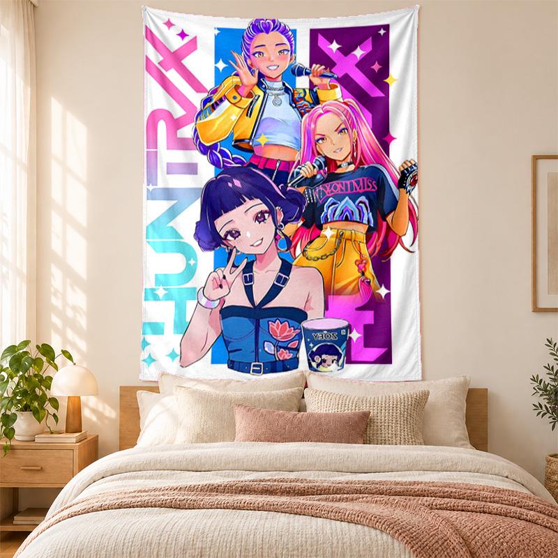 Kpop Dämonenjäger Wandteppich hohe Qualität zur Dekoration von Wohnzimmer Schlafzimmer Studentenwohnheim Wänden ideal als Schlafzimmer Wandkunst oder Weihnachtsgeschenk