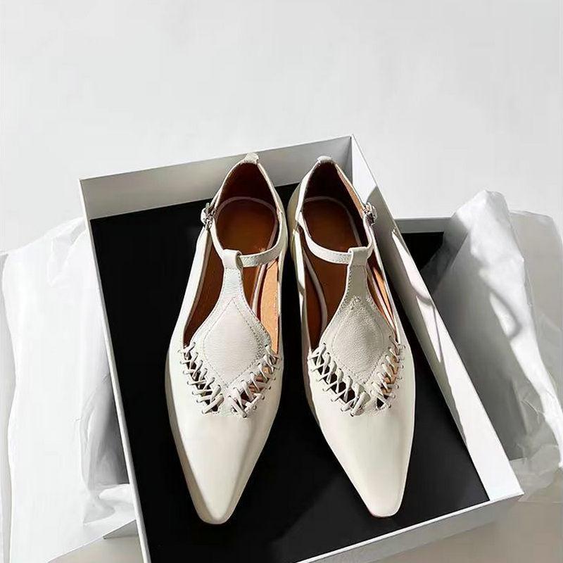 Fashion Fashion Flat Shoes Women's Spring Autumn New Pointed Toe Woven Silver Comfortable Women's Shoes Leather Flats Ladies Work Shoes