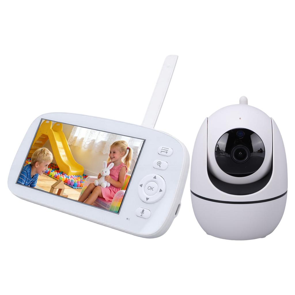 Baby Monitor No WiFi Upgrade with Camera and Audio 5 Inch LCD Screen 720P with 360 degrees  Pan Tilt 2X Zoom Night