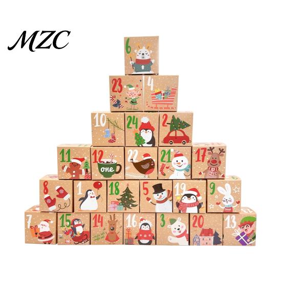 Square Cardboard Treat Boxes 24 Pcs DIY Christmas Advent Calendar Boxes, Days Countdown Gift Box, Blind Box Empty Number to Fill for Adults,