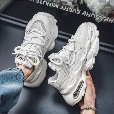 Men's Shoes Summer New Breathable Deodorant Air Cushion Shock Absorption Casual Shoes Middle School Students Running Sports Platform Dad Trendy Shoes