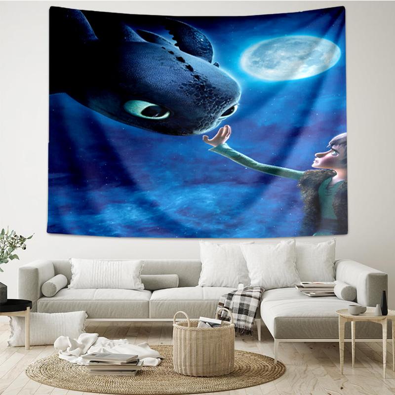 Dragon Taming Adventure Tapestry, Unique Design Tapestry, Wall Decor for Bedroom,Livingroom, Playroom,Heartwarming Fan Holiday Gifts
