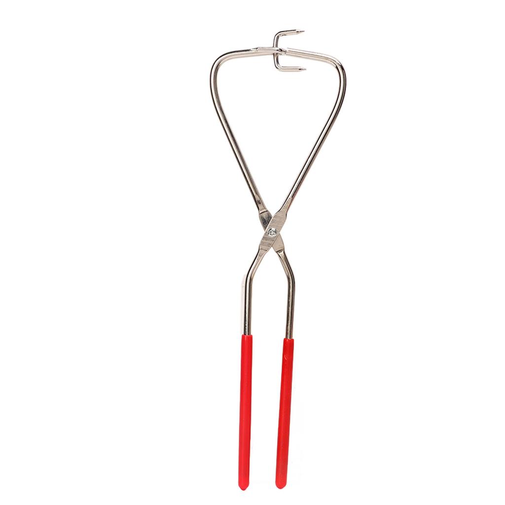 2pcs Dipping Tongs Red Handle Stainless Steel Easy Cleaning Stable Fixation Pottery Sculpture Tongs for Craft Carving