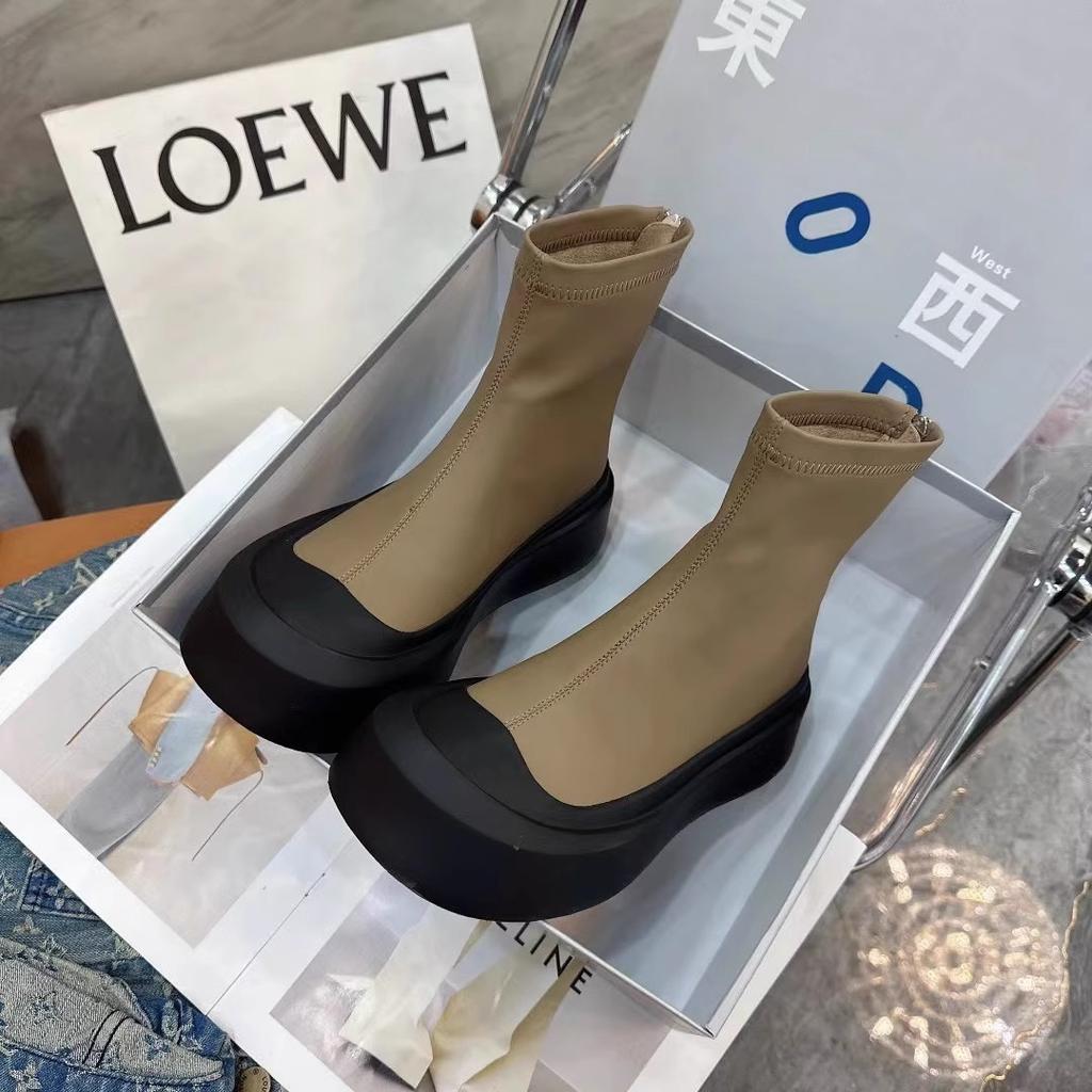 2025 New Platform Shoes Women Boots Round Toe Zipper Spring Autumn Ankle Female Botines De Mujer Chelsea Boots