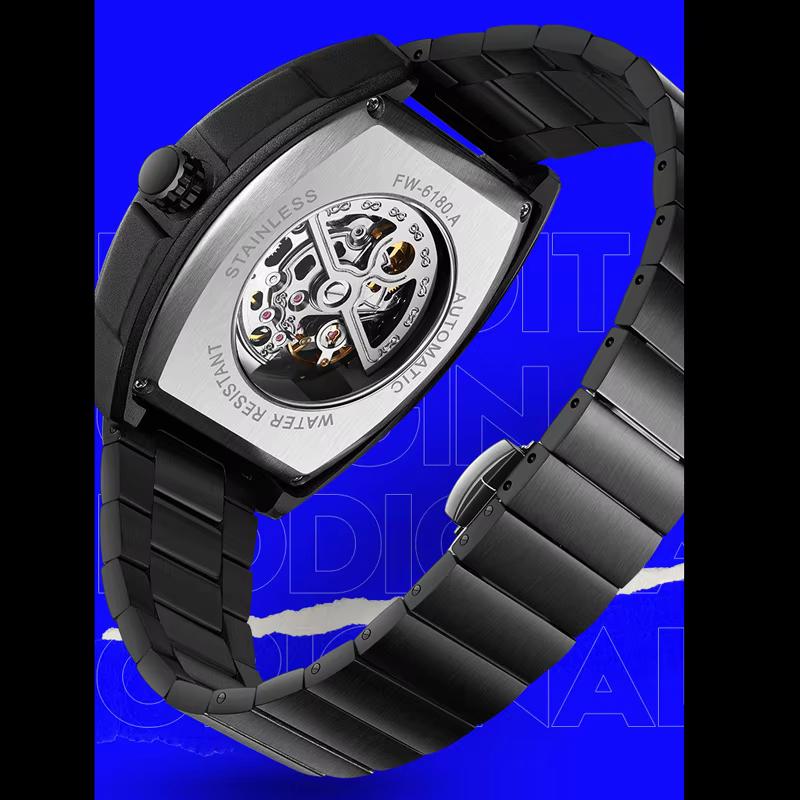 Mark Fairwhale Mens Watch Automatic Movement Tourbillon Mechanical Watches for Men Stainless Steel Skeleton Wristwatches Mens