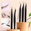 Black Makeup Eyelash Extension Tweezer Anti-Slip Stainless Steel Tweezer High Precision Clip For Eyebrow Woman Beauty Salon Tool