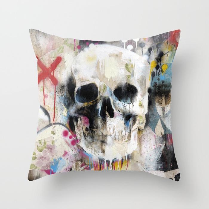 Halloween Skull Pillow Cover Funny Festival Pillow Cushion Line Pillow Cover Lazy