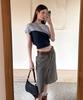 EN OR Two Tone Drawstring Knit Top - Blue