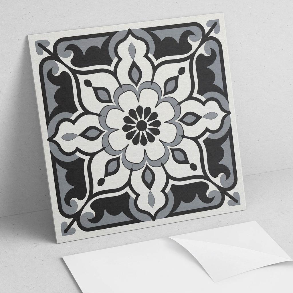 Zestaw Kafelków Pcv Z Dekorem Do Kuchni Lub Łazienki Kwiatowy Wzór Z Ornamentami 20X20X20 Cm
