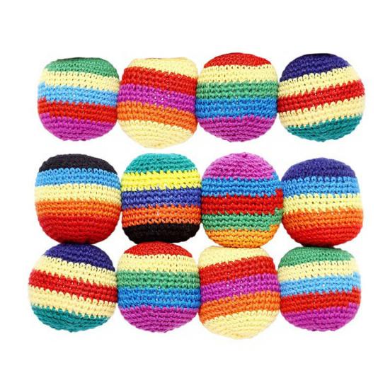 Hand Knitted Beanbag Balls Set Soft Filled Throwing Juggling Balls for Kids Adults Colorful Cotton Yarn Footbag for Coordination Outdoor Play