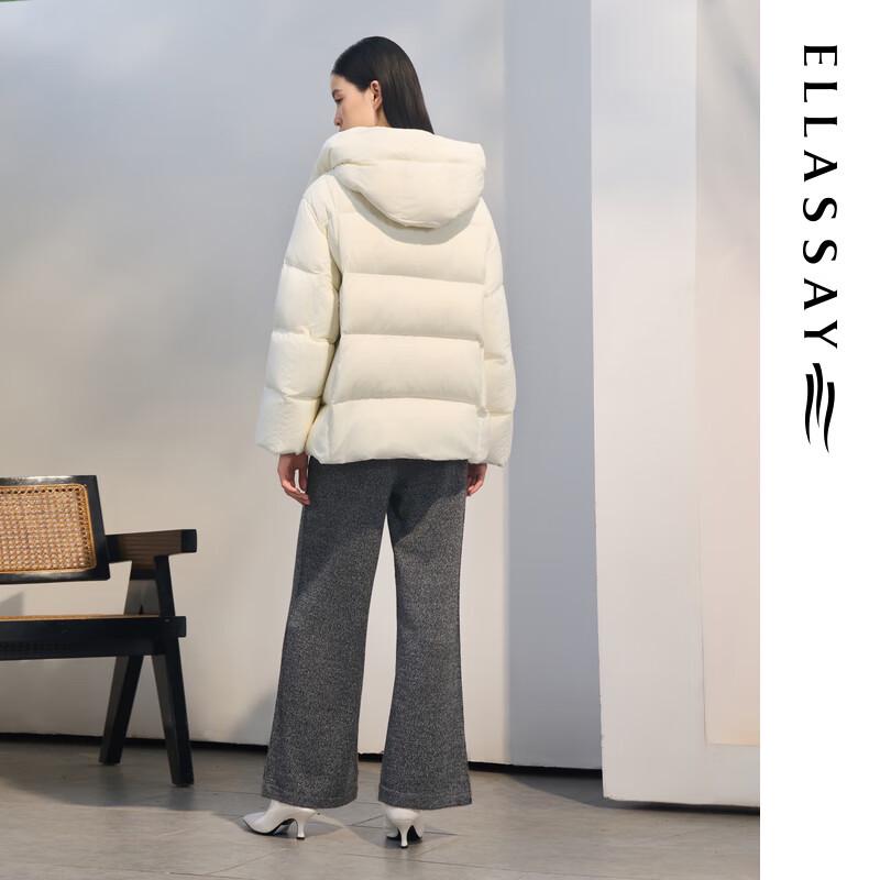 ELLASSAY Women's 2025 Winter Cloud-Feel Short Hooded Goose Down Puffer Jacket