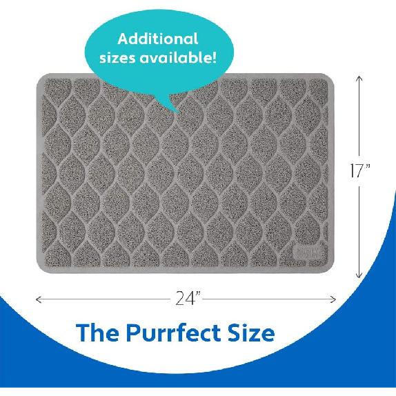 MIGHTY MONKEY Waterproof BPA Free Cat Litter Box Trapping Mat, Easy Clean Floors, Textured Backing, Soft on Sensitive Kitty Paws, Cats Accessories,