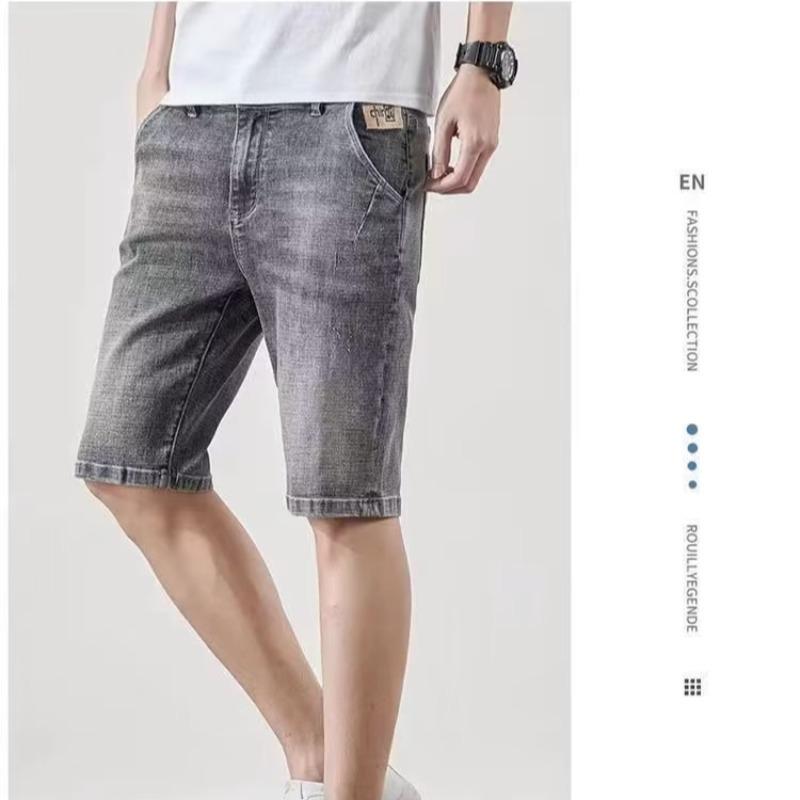 

Чоловічі літні шорти 2023 року в корейському стилі, модні вільні повсякденні джинсові шорти - середньої довжини з п ятиточковим дизайном 36 сірий колір
