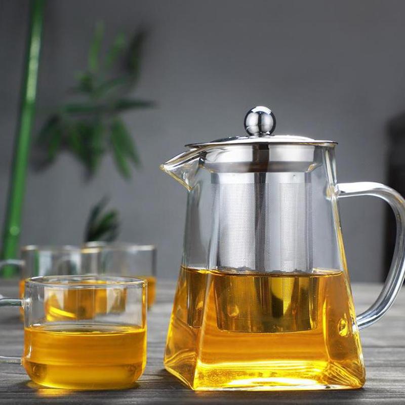 Glass Teapot High Temperature Resistant Thickened Stainless Steel Filter Anti-Scalding Teapot Household Teapot Kung Fu Tea Set