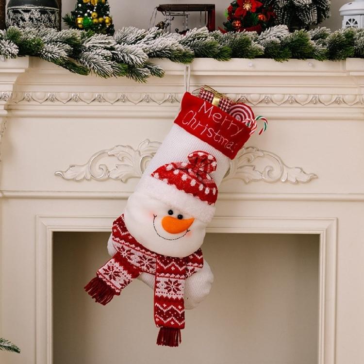 Christmas Theme Stocking Knitted Present Bag for Kids Santa/Snowman/Elk Christmas Socks Festival Mantels Accessory