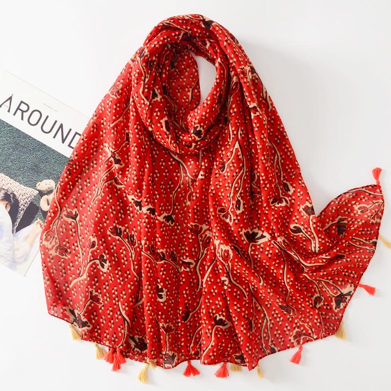 Autumn Fashion Aztec Geometric Tassel Viscose Shawl Scarf Lady High Quality Wrap Pashmina Stole Bufandas Muslim Hijab Sjaal